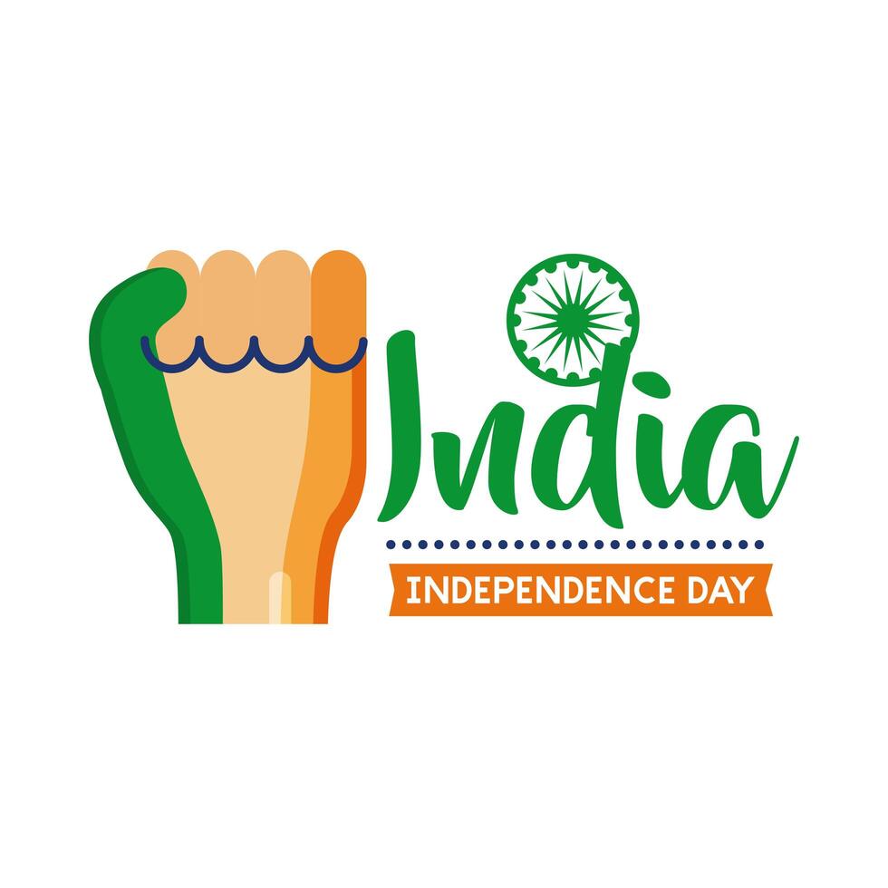 Independence Day India Celebration With Painted Fist Flat Style Icon vector