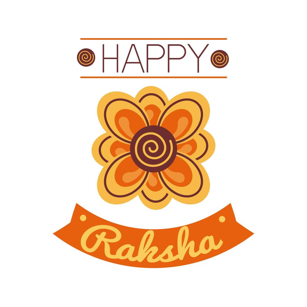 Happy Raksha Bandhan Celebration With Flower Decoration Flat Style vector