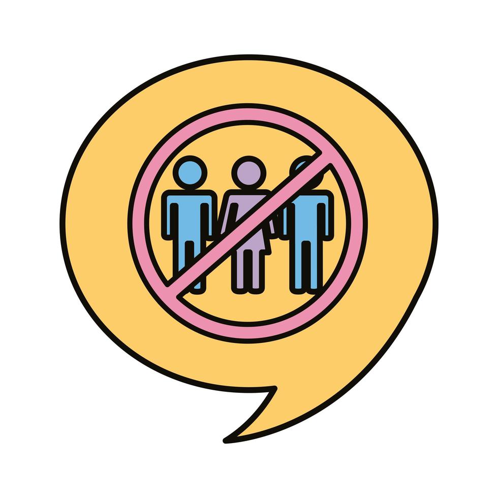 warning sign for avoiding crowds in speech bubble vector