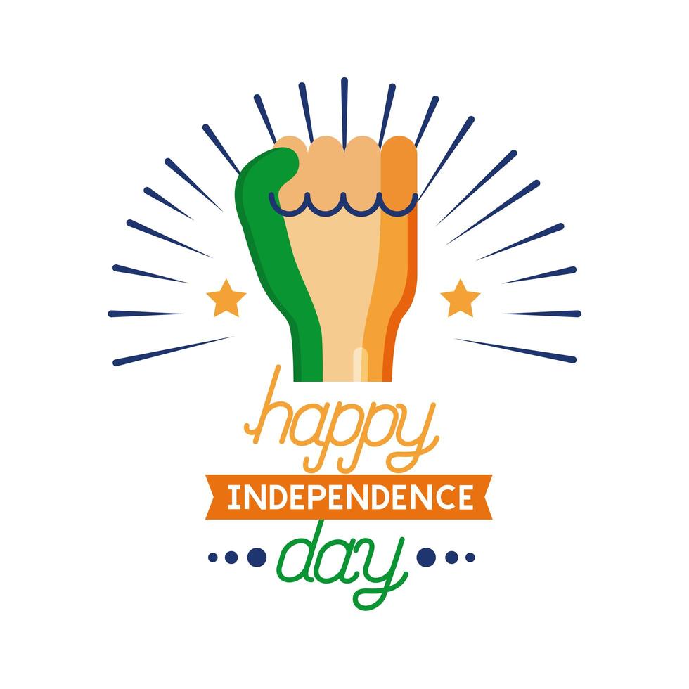 Independence Day India Celebration With Painted Fist Flat Style Icon vector