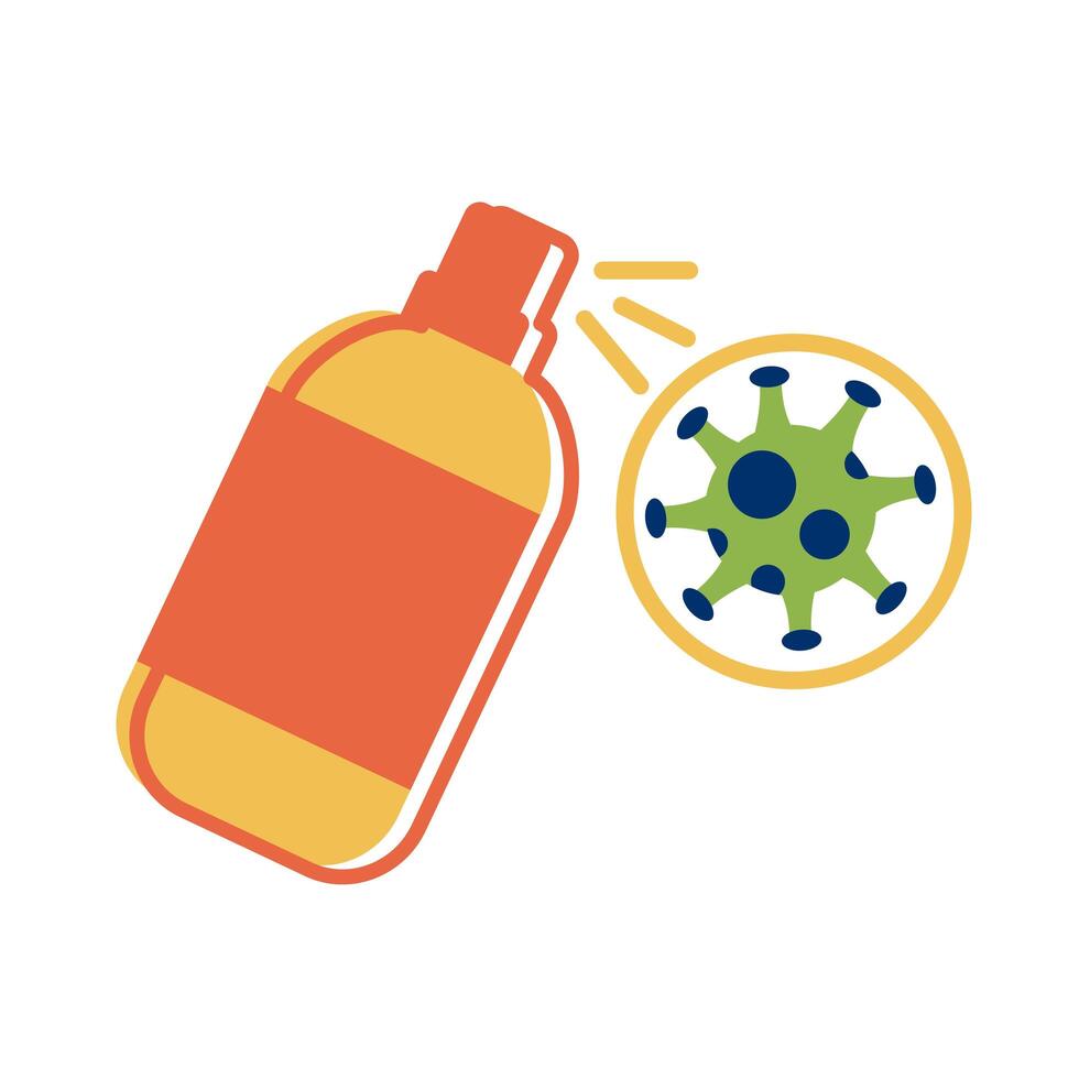 splash bottle with covid 19 particle flat style icon vector
