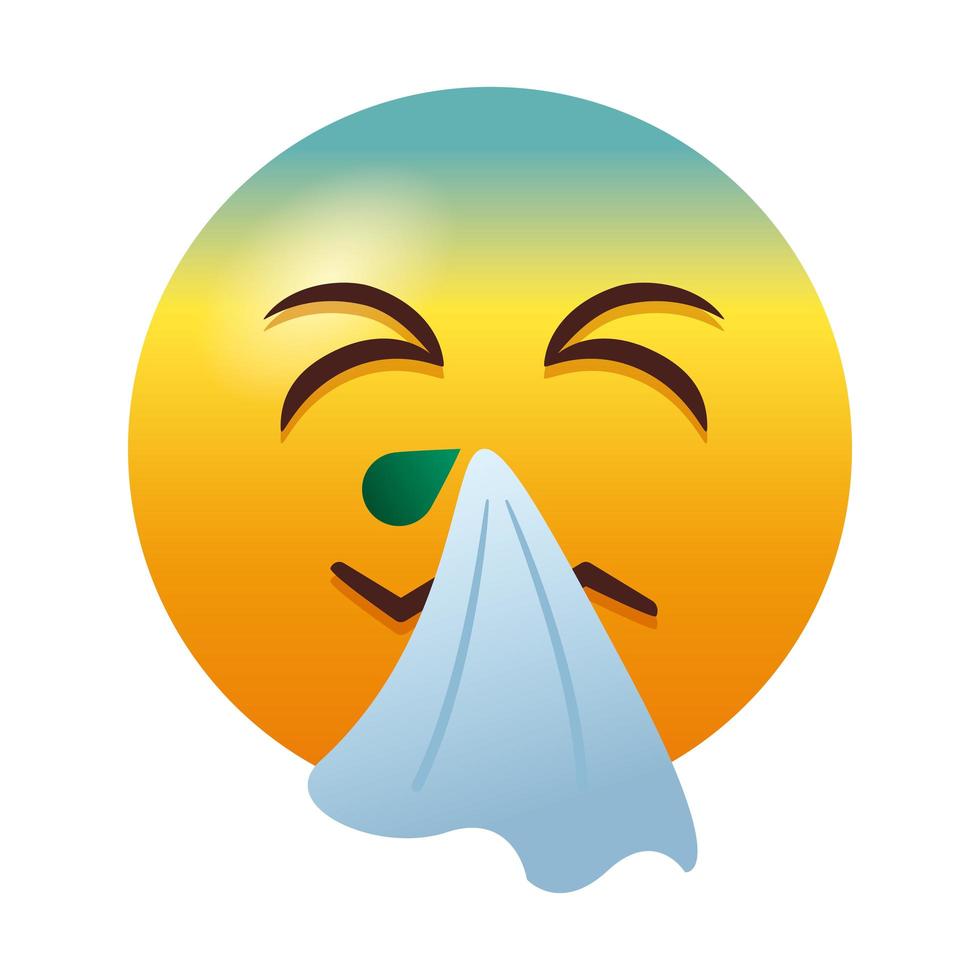 emoji con gripe que suena la nariz vector