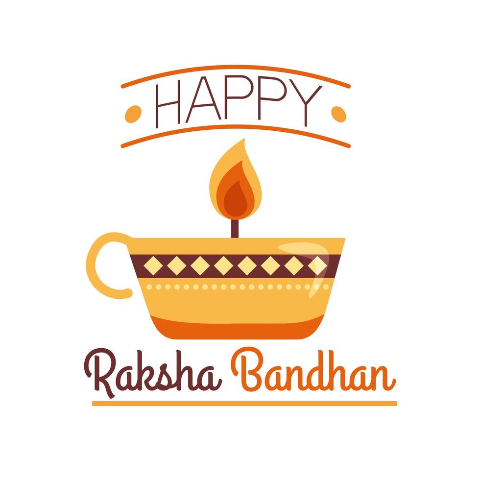 Happy Raksha Bandhan Celebration With Lamp Flat Style vector