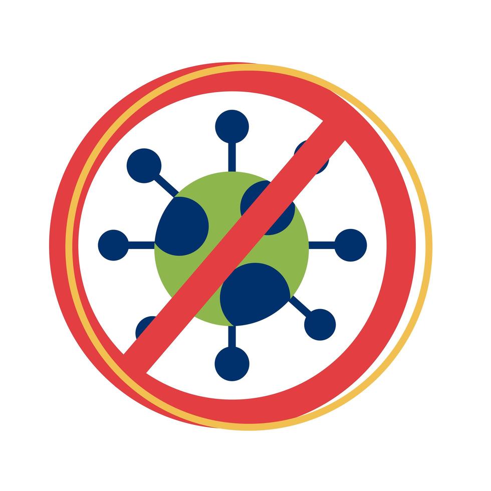 Partícula covid 19 con estilo plano de símbolo denegado vector