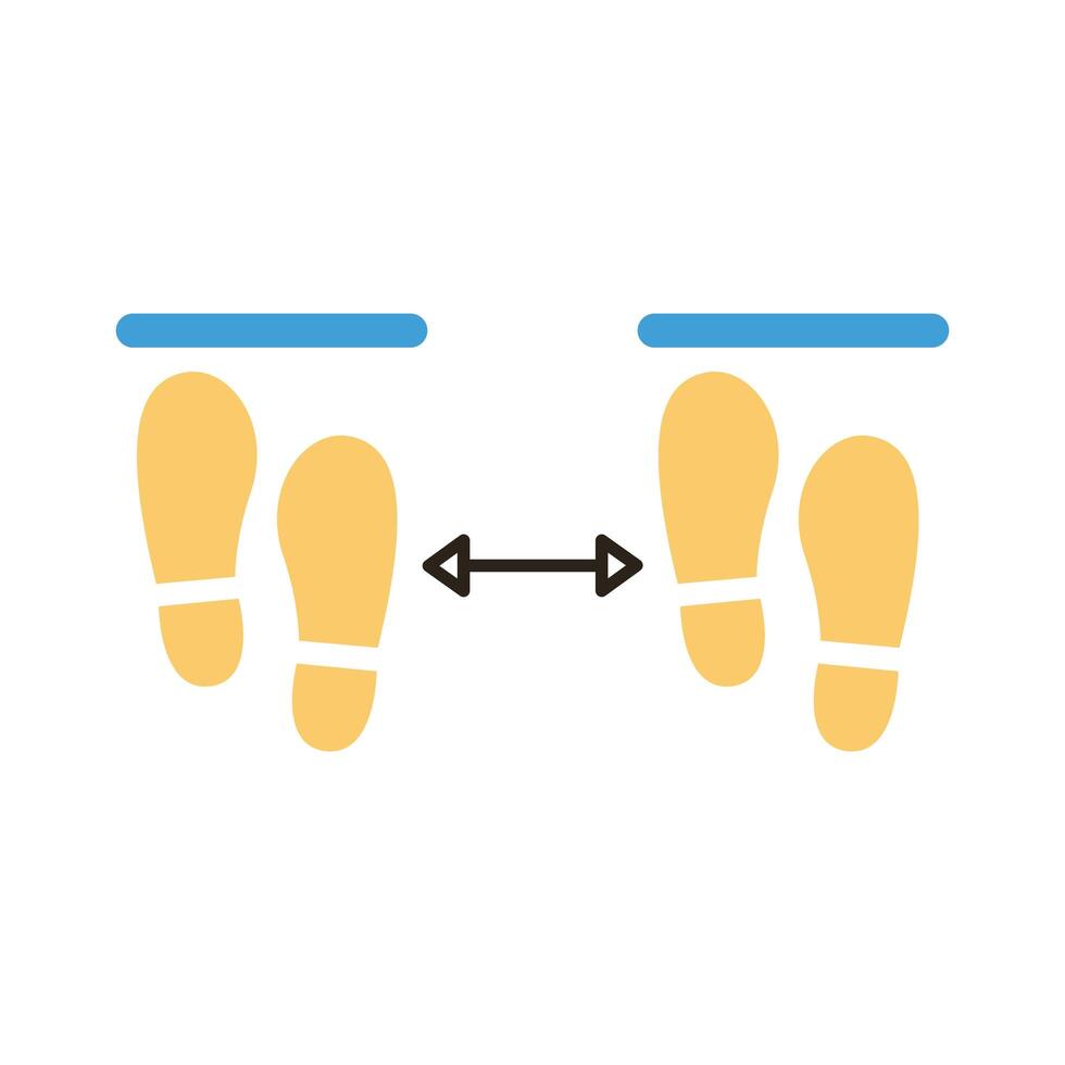 step prints with social distance flat style vector