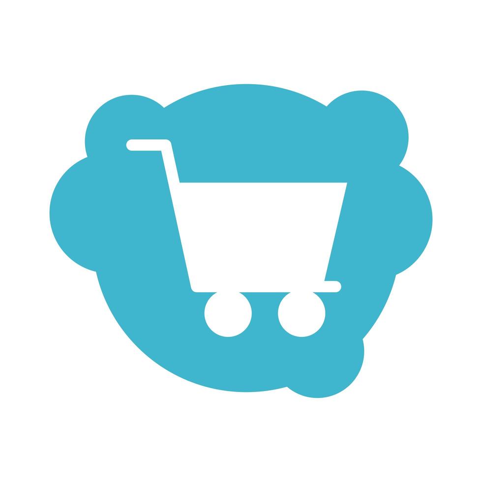 shopping cart commercial block style icon vector