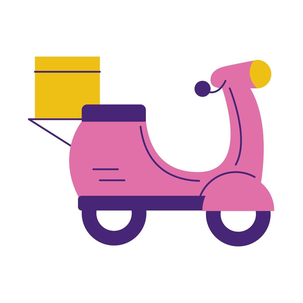 motorcycle vehicle with box delivery flat style vector