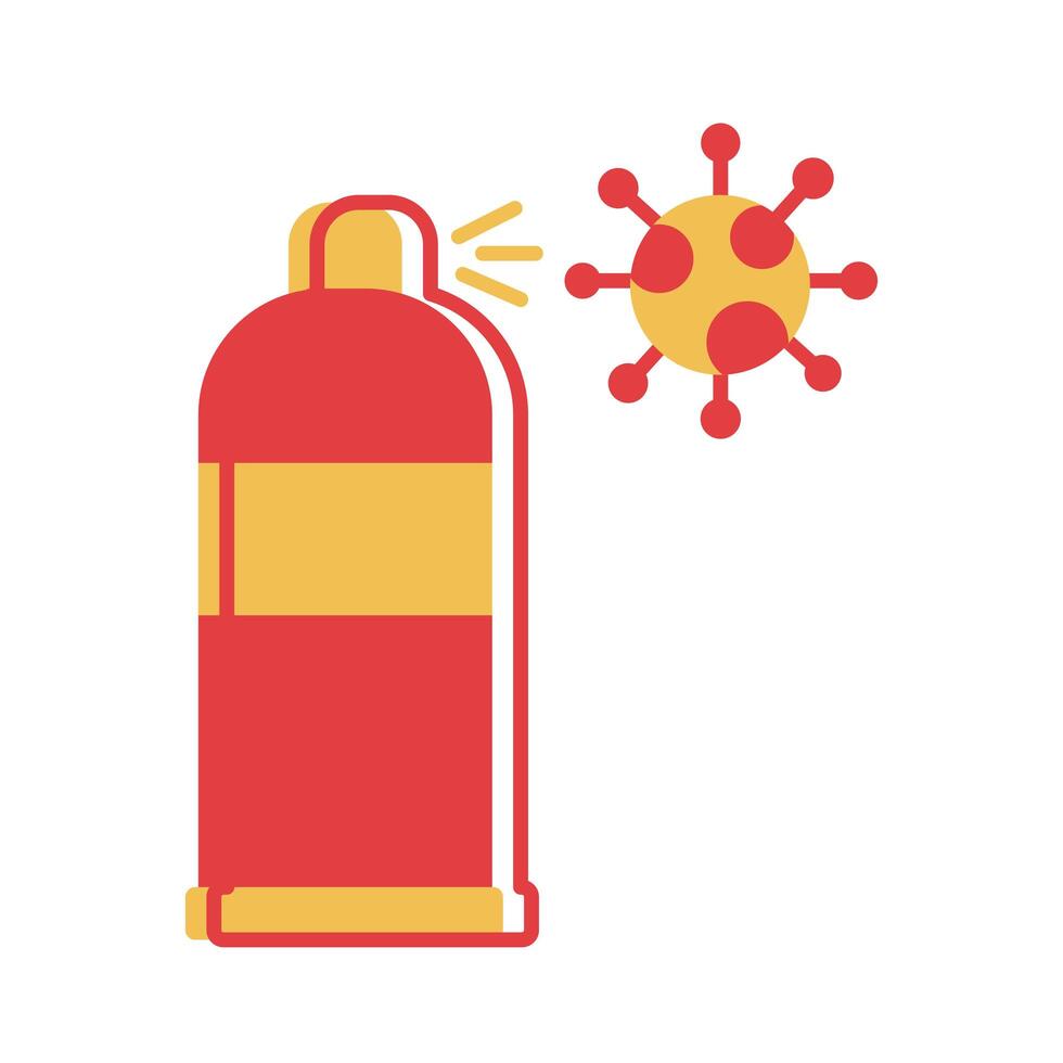 splash bottle with covid 19 particle flat style icon vector