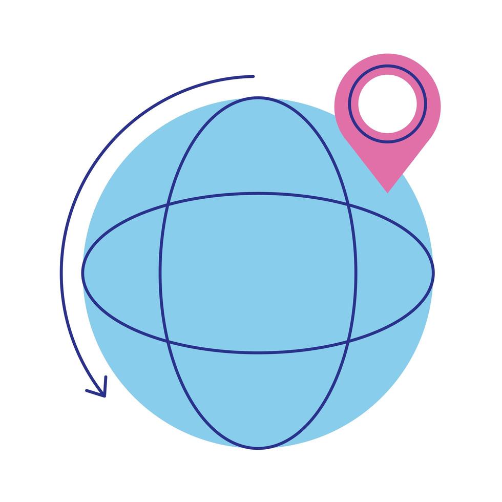 sphere earth planet with pin location flat style vector