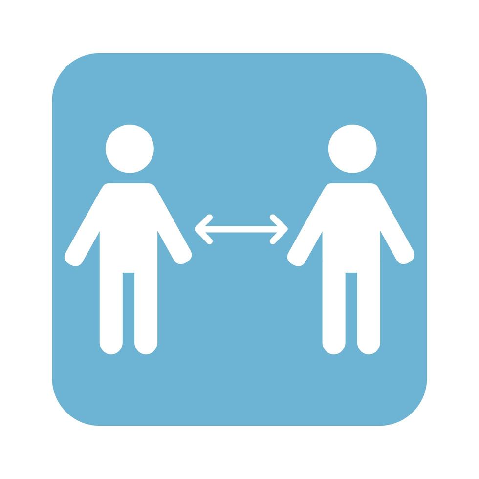 humans with arrows for social distance line style vector