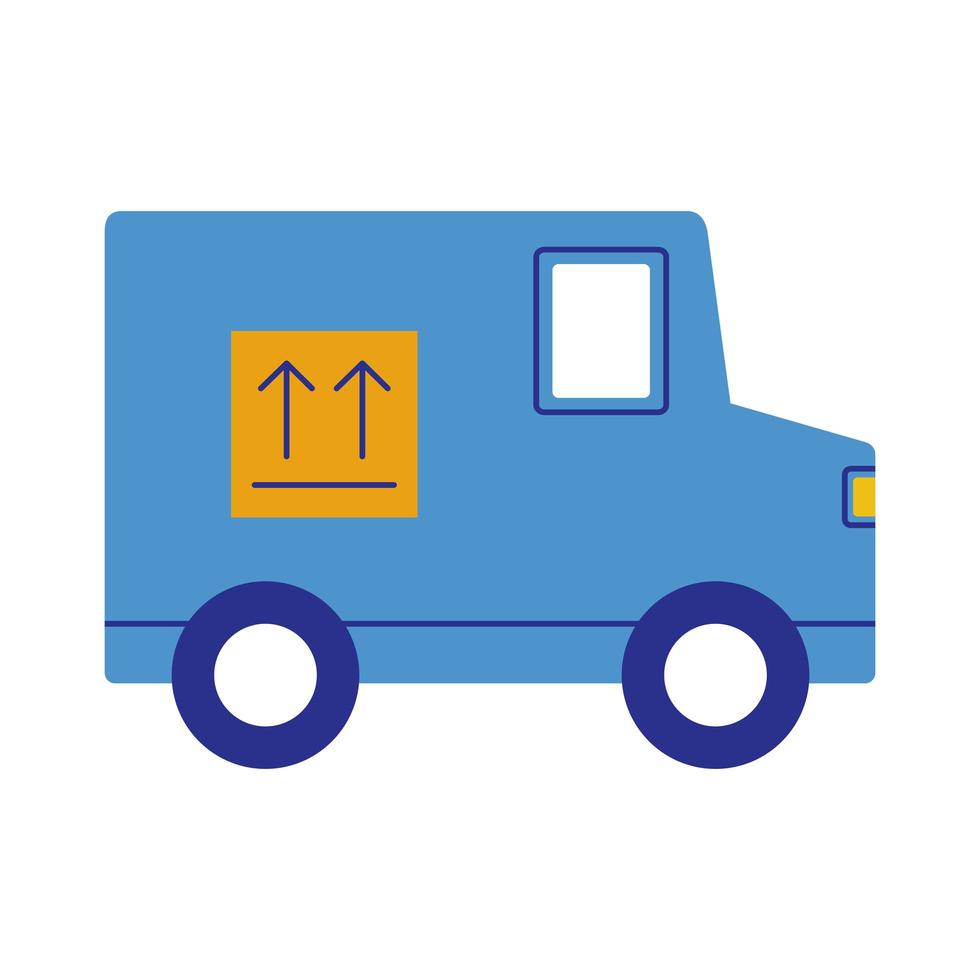 truck doing box delivery service flat style vector