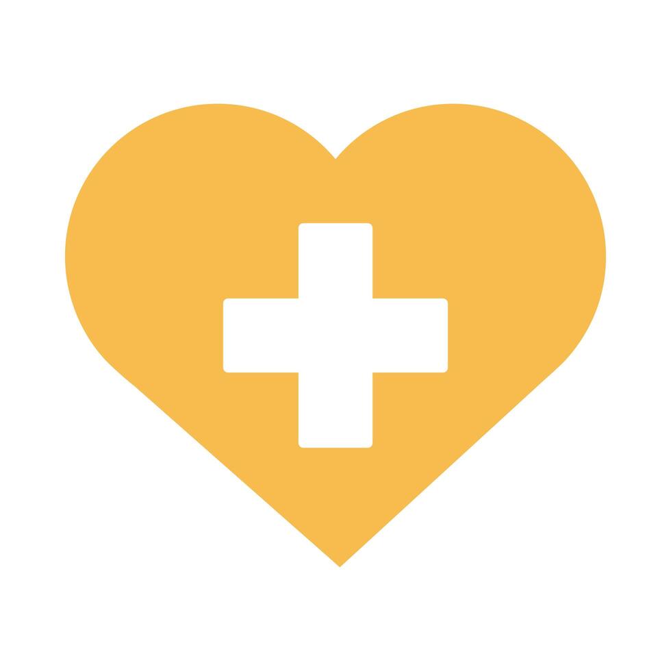 heart with medical cross silhouette style vector