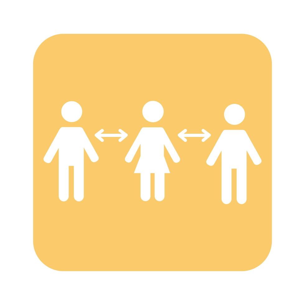 humans with arrows for social distance line style vector