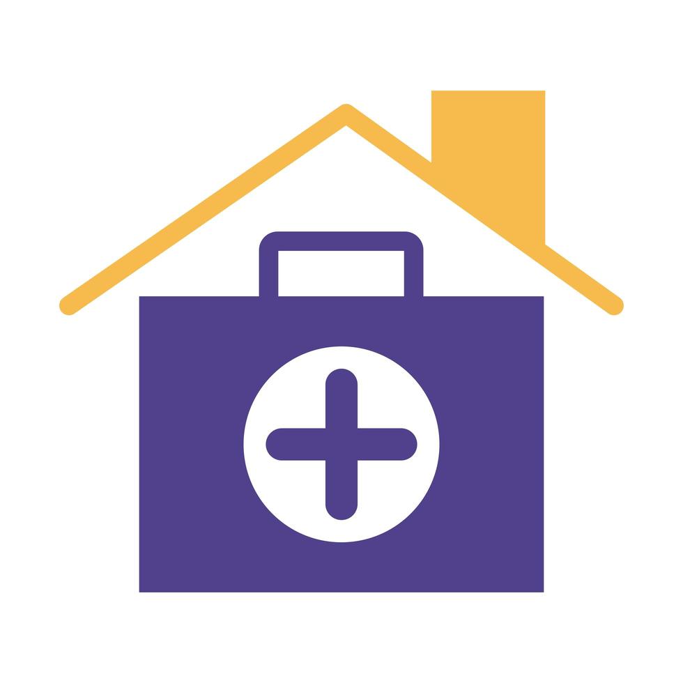 house roof insurance with medical kit silhouette style icon vector