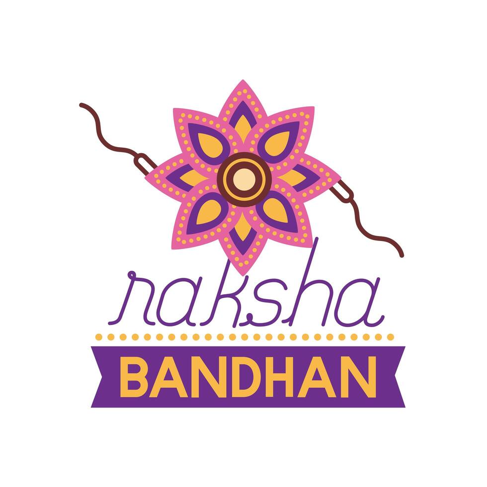 Happy Raksha Bandhan Celebration With Flower Decoration Flat Style vector