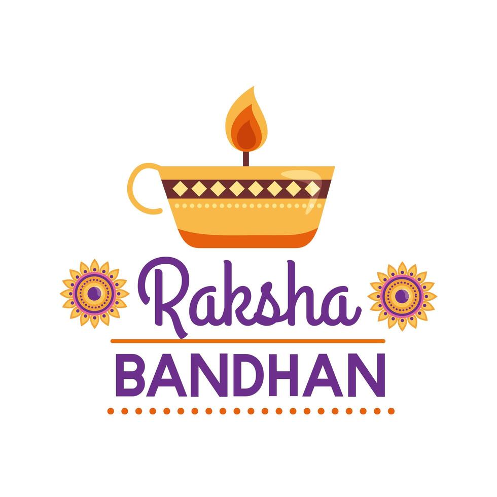 Happy Raksha Bandhan Celebration With Lamp Flat Style vector