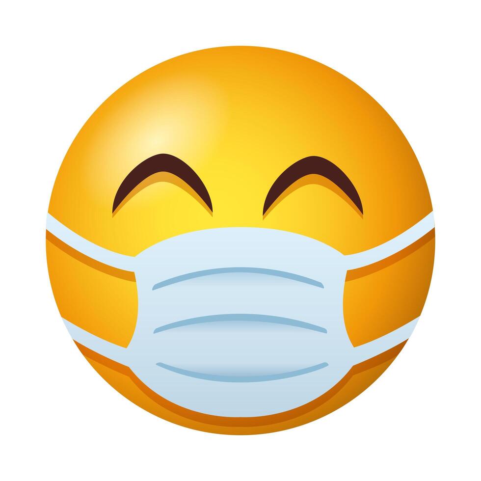 emoji wearing medical mask gradient style vector