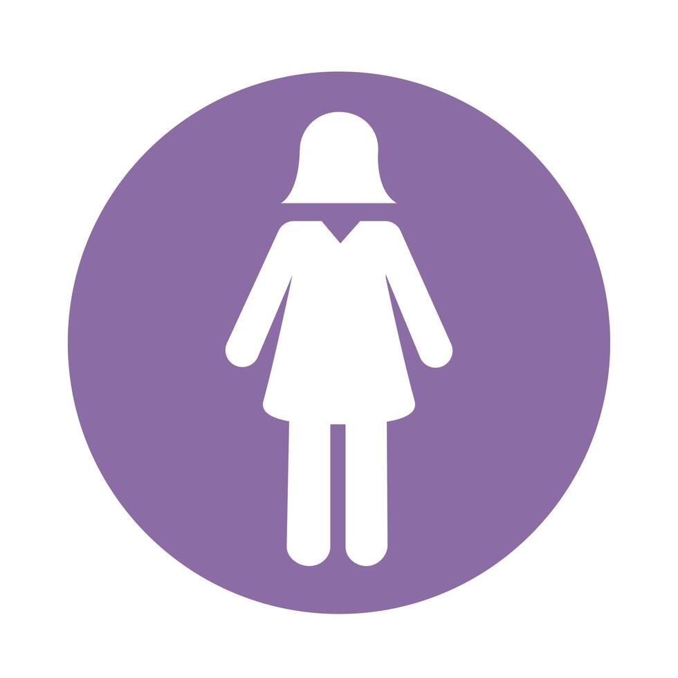 estilo de bloque de silueta de avatar femenino vector