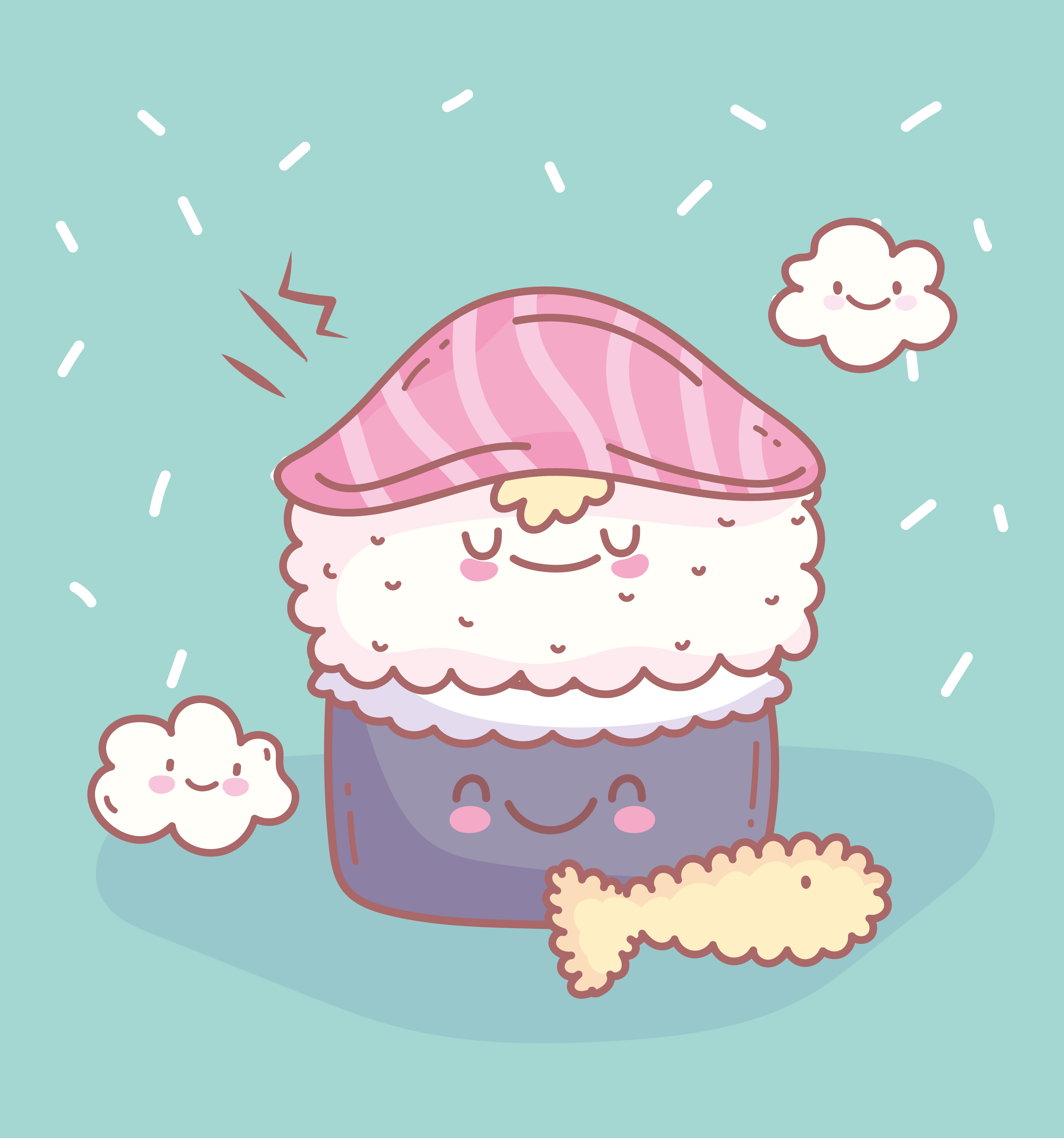 sushi salmon and tempura fish menu restaurant food cute 1842520 Vector Art at Vecteezy