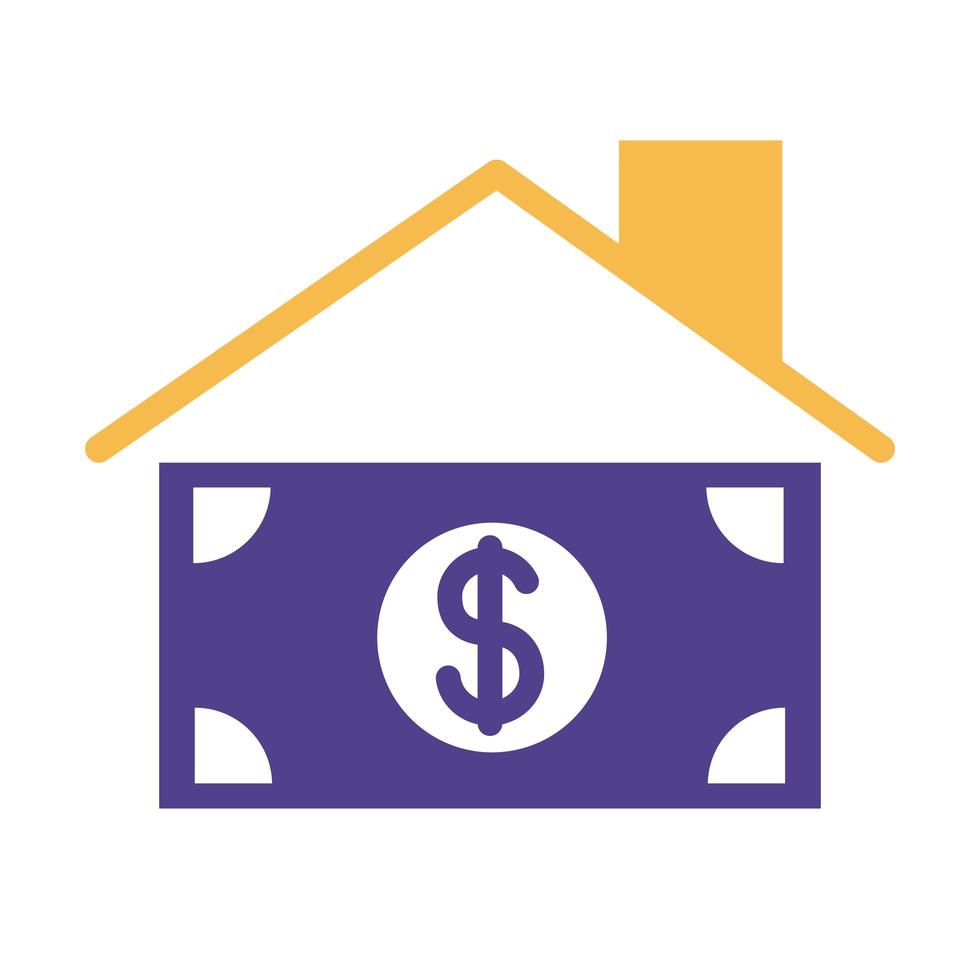 house roof insurance with bill dollar silhouette style vector