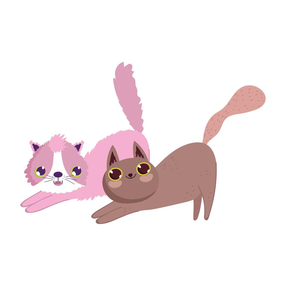 cute cats stretching feline cartoon pets vector