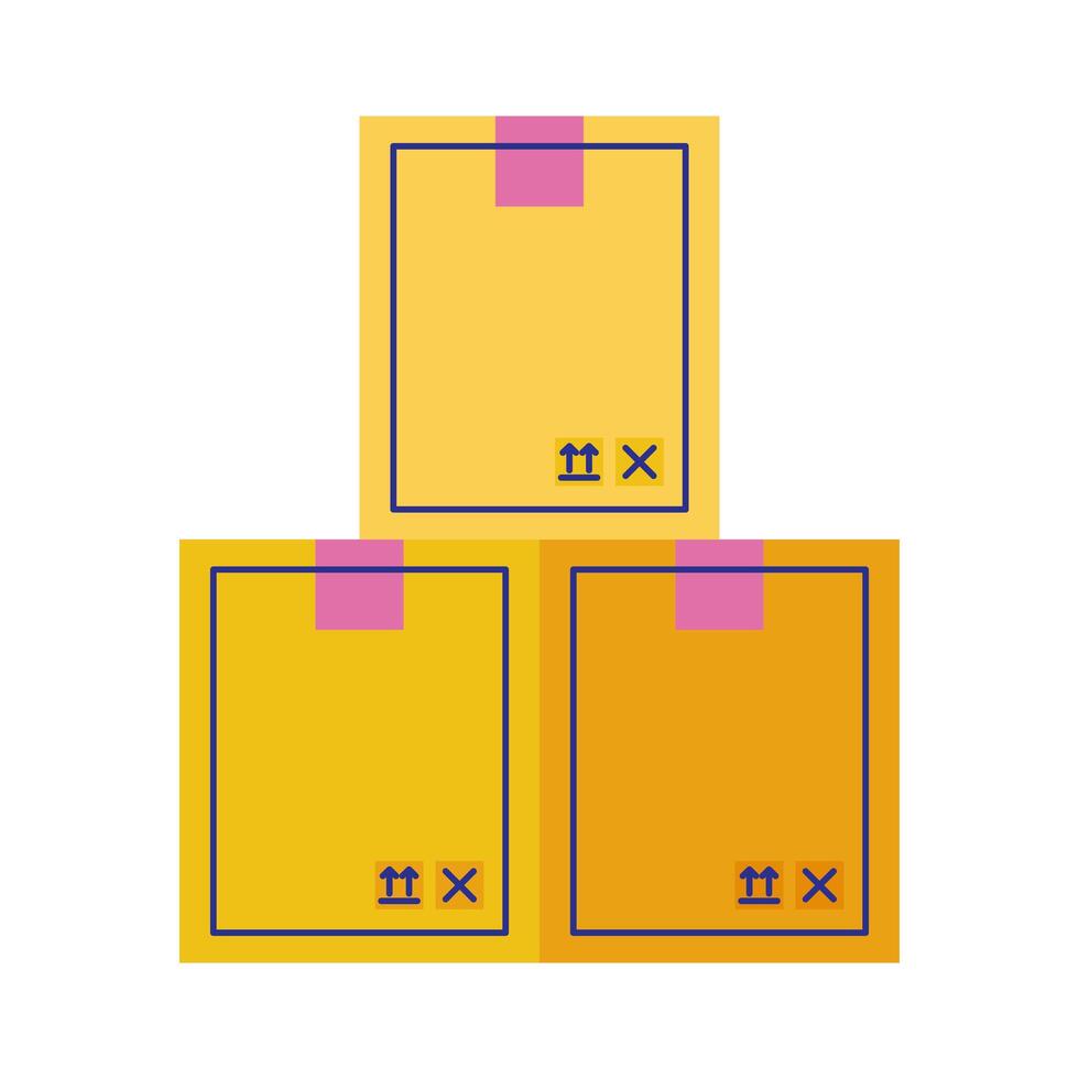 pila de cajas de embalaje servicio de entrega estilo plano vector