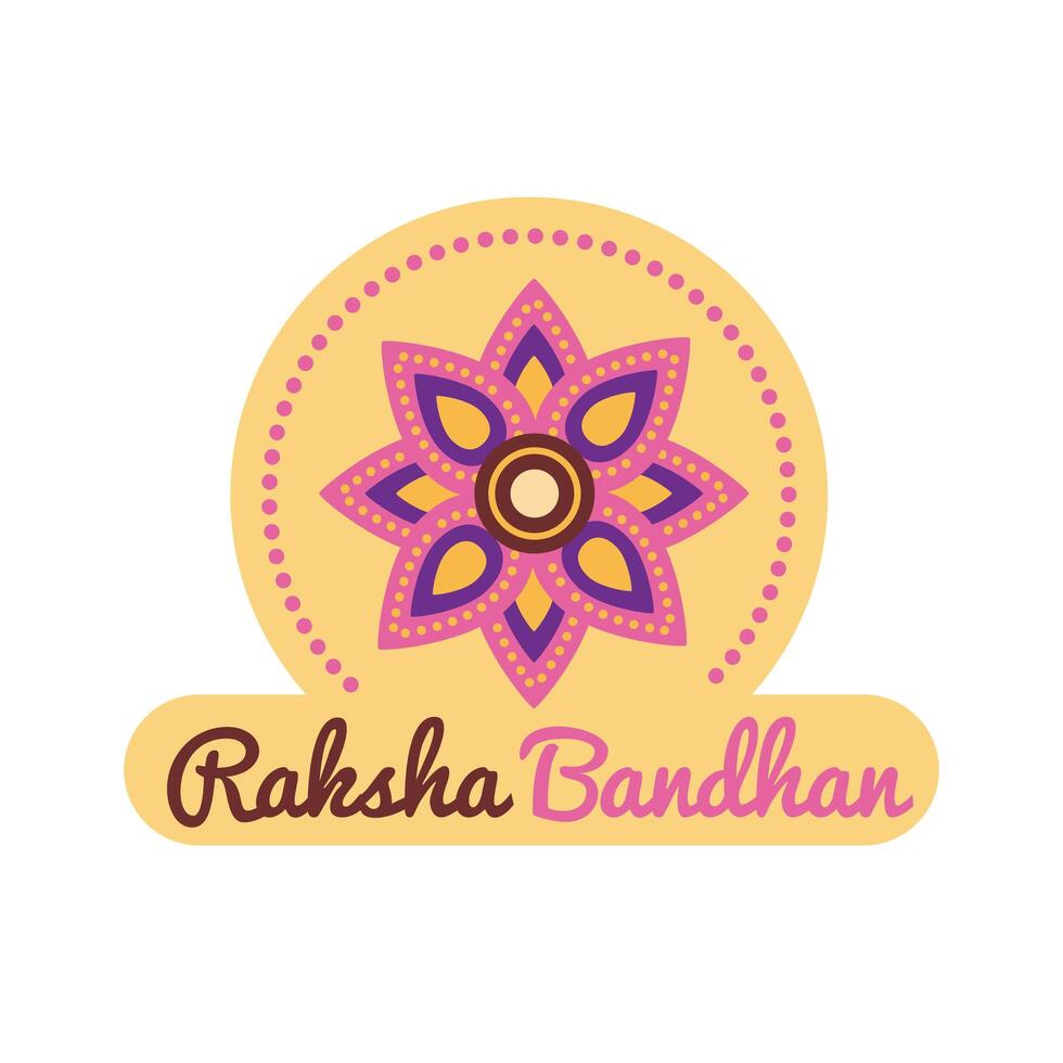 Happy Raksha Bandhan Celebration With Flower Decoration Flat Style vector