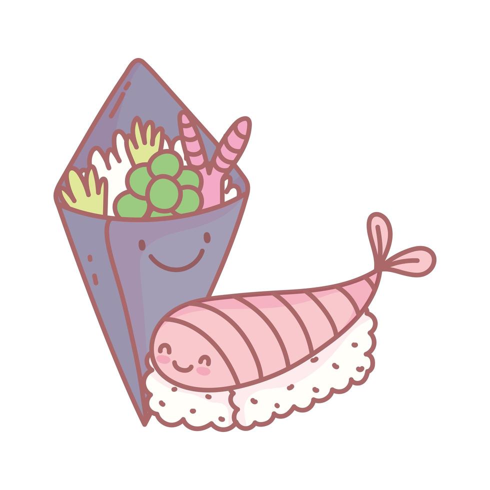 salad and sushi japanese menu restaurant food cute vector