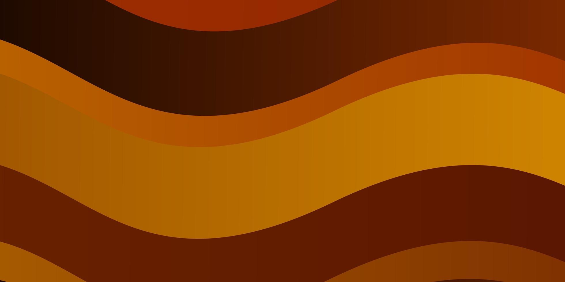 Dark Orange vector background with curved lines.