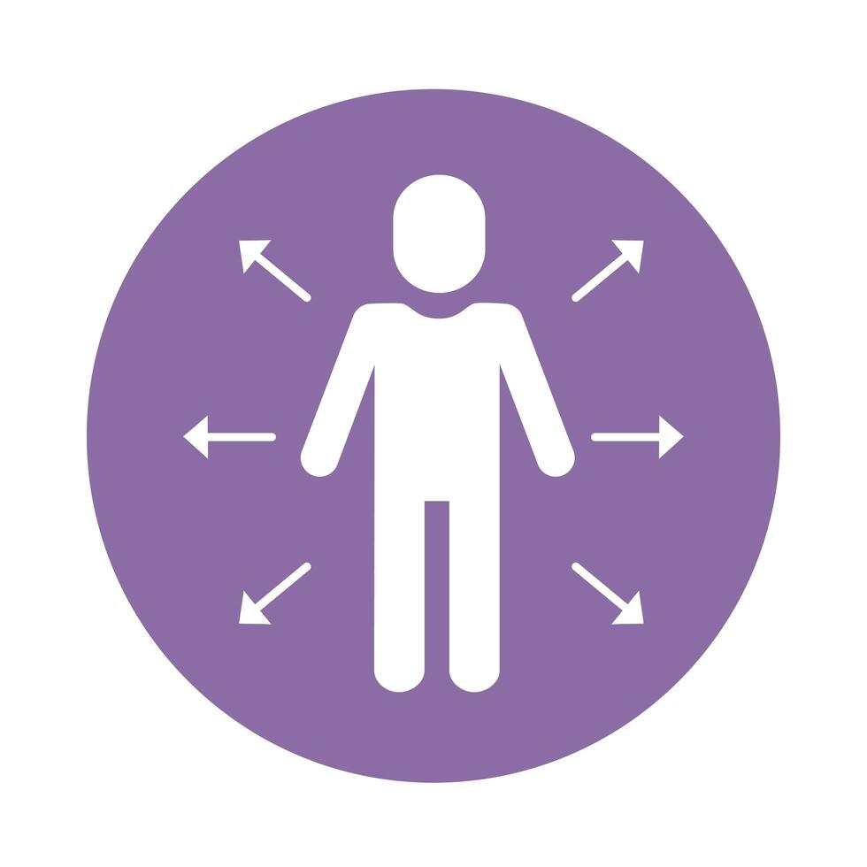 avatar silhouette with arrows block style vector