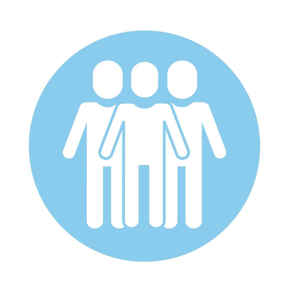 men avatars silhouettes block style vector