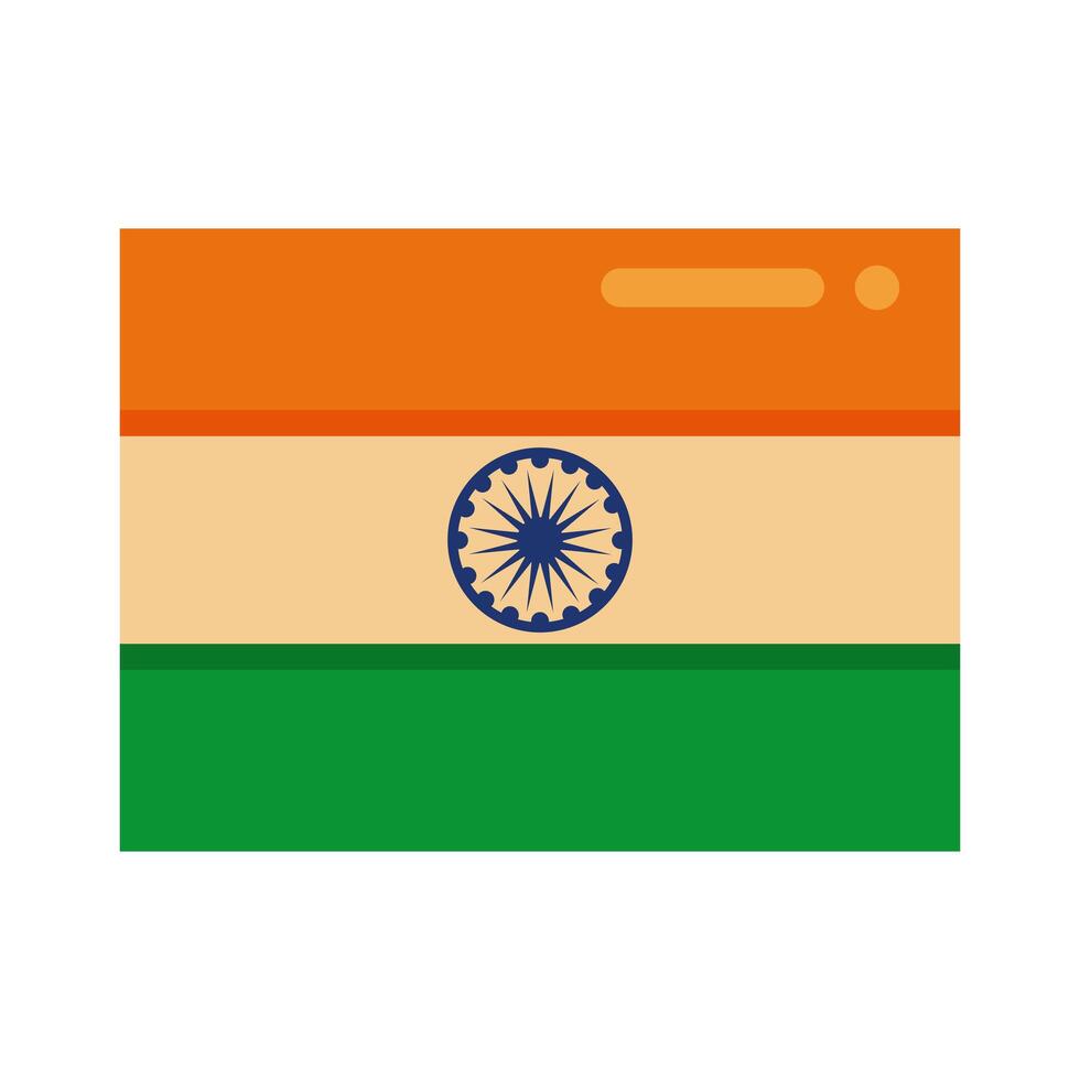 Independence day India celebration flag flat style icon vector