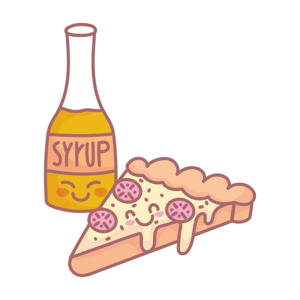 pizza syrup bottle menu restaurant food cute vector