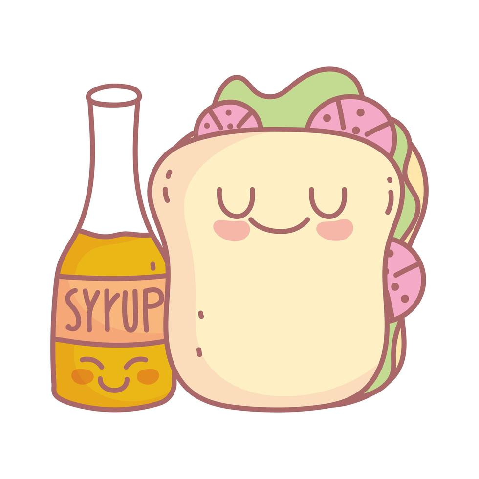 sandwich and syrup menu restaurant cartoon food cute vector