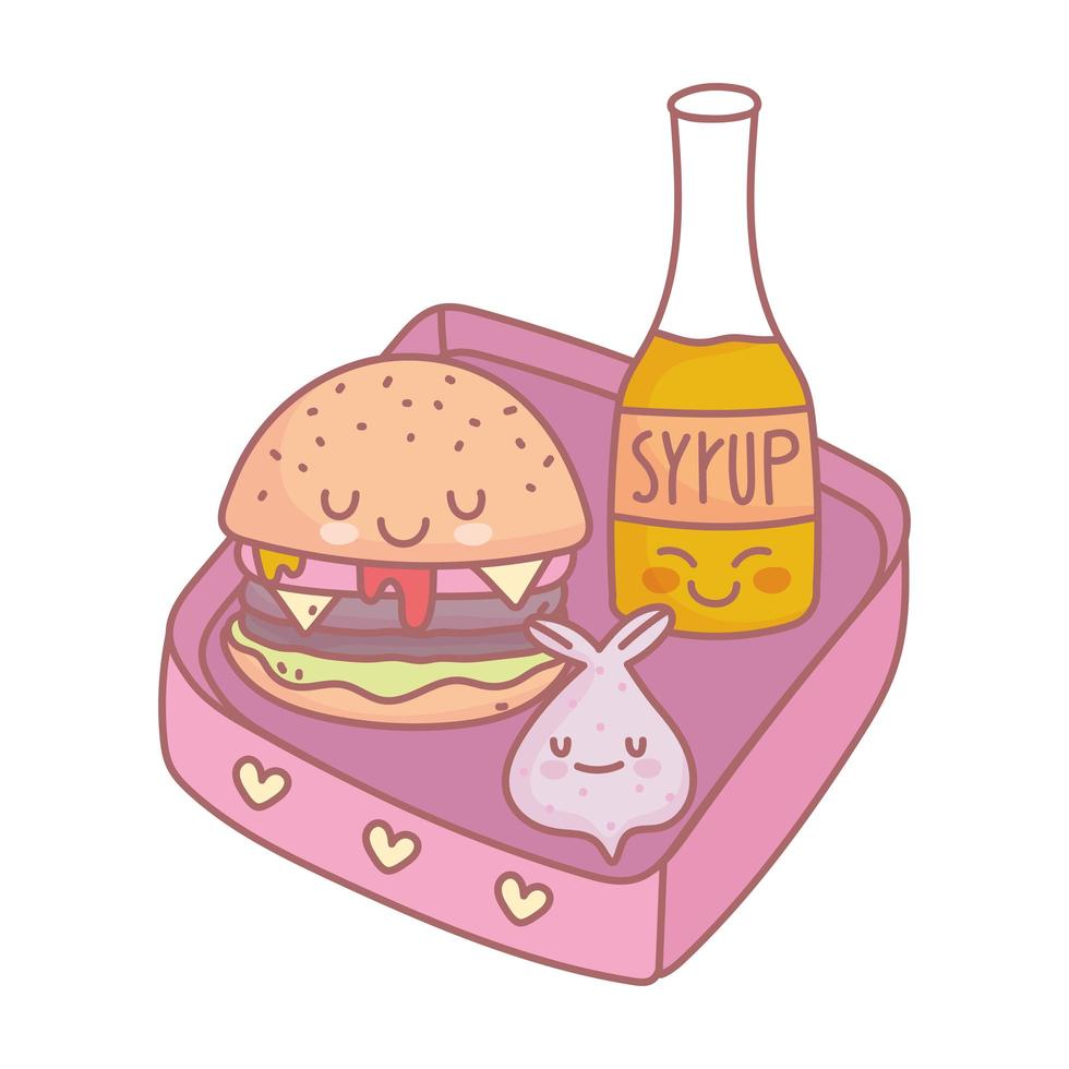 burger syrup and lunch menu restaurant food cute vector