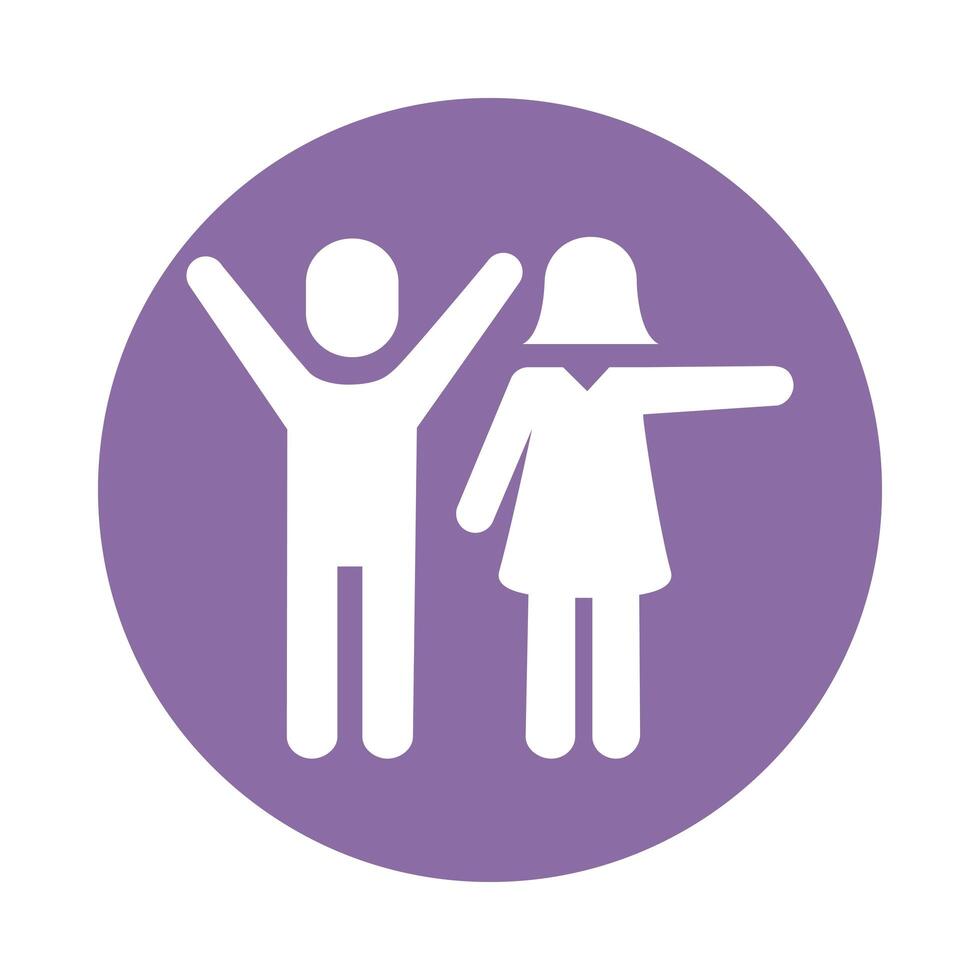 couple avatars silhouettes block style vector