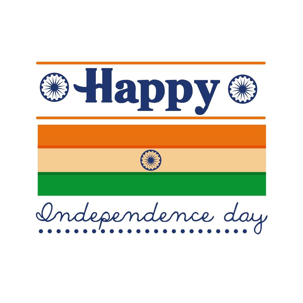 Independence day India celebration with flag flat style icon vector illustration design