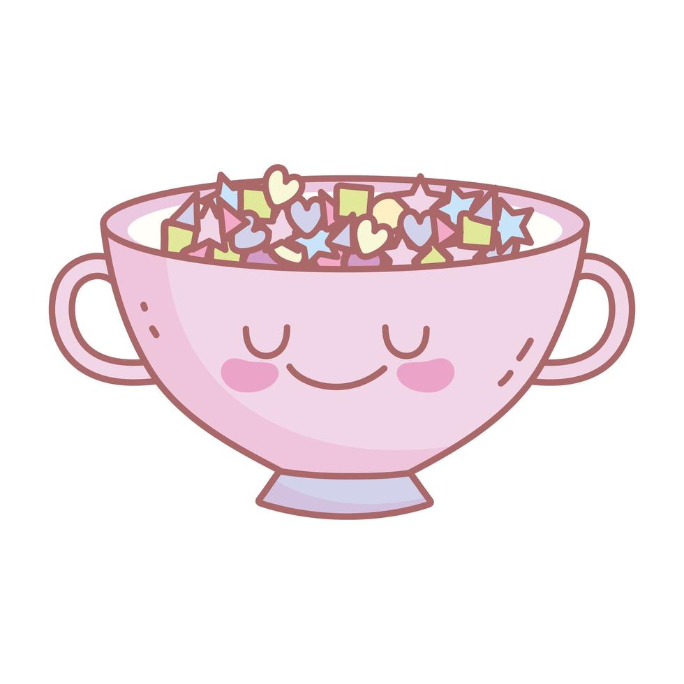 bowl with cereal character menu restaurant cartoon food cute vector