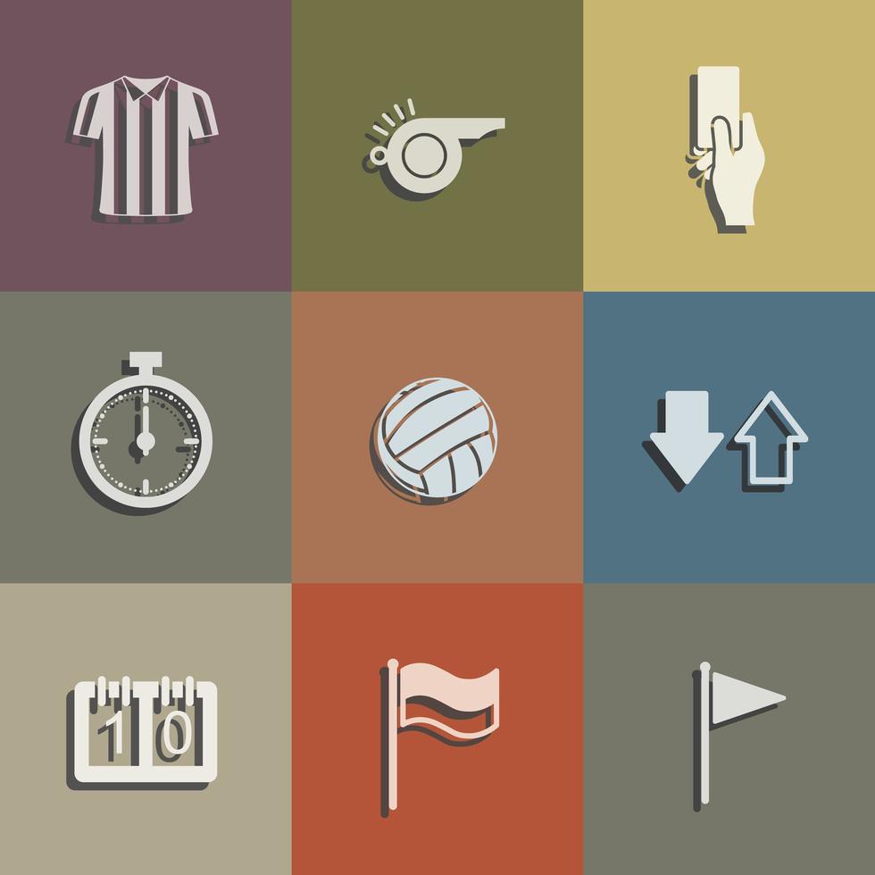 Conjunto de iconos de árbitro de fútbol. signo y símbolo de fútbol abstracto. vector. vector