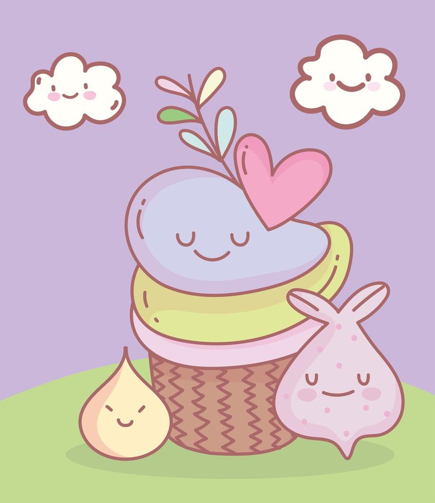 cupcake and cookie menu restaurant food cute vector