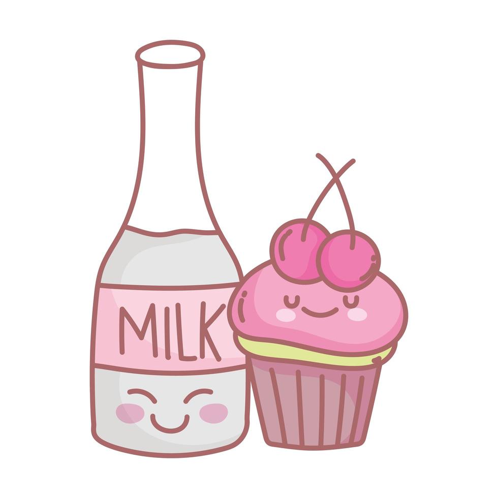 milk bottle cupcake menu restaurant food cute vector