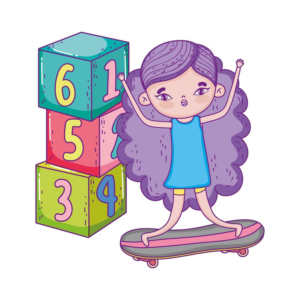 happy childrens day, little girl in with slide and park vector