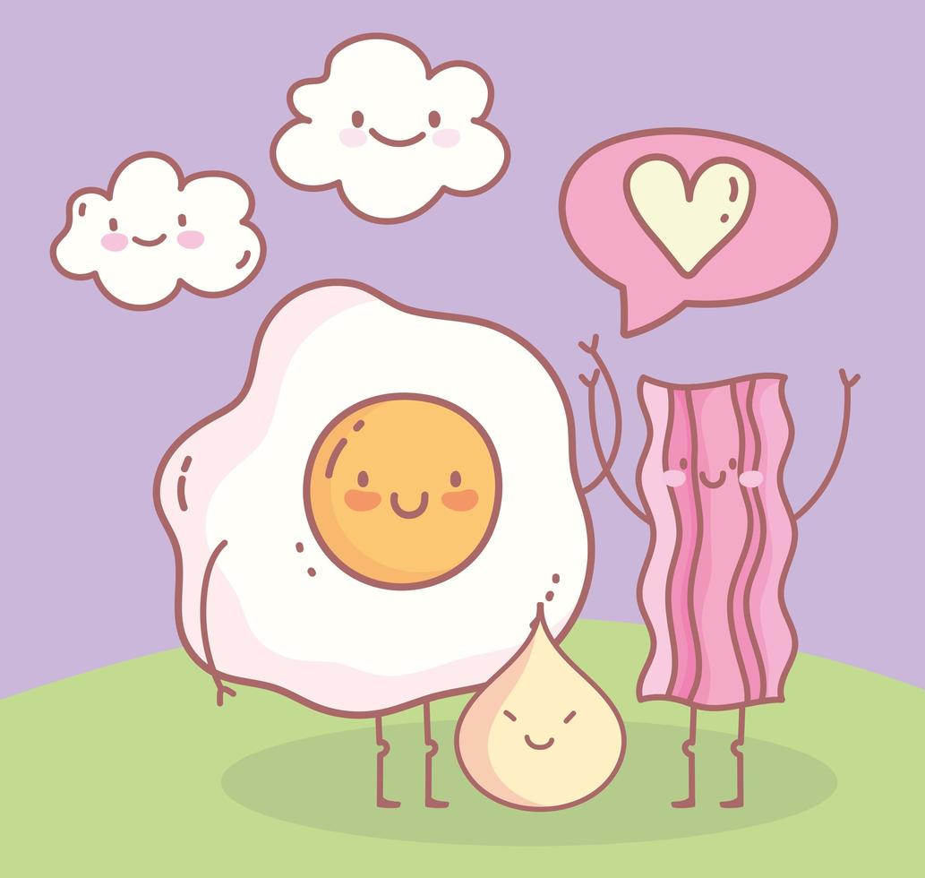 fried egg bacon and cookie menu restaurant food cute vector