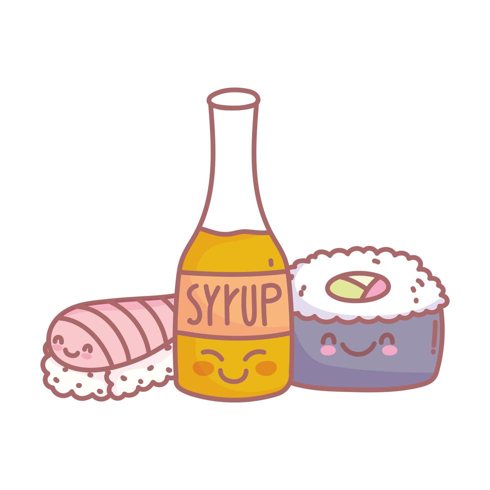 sushi rice roll syrup menu restaurant food cute vector