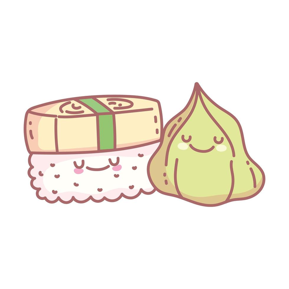 sushi rice and wasabi menu restaurant food cute vector