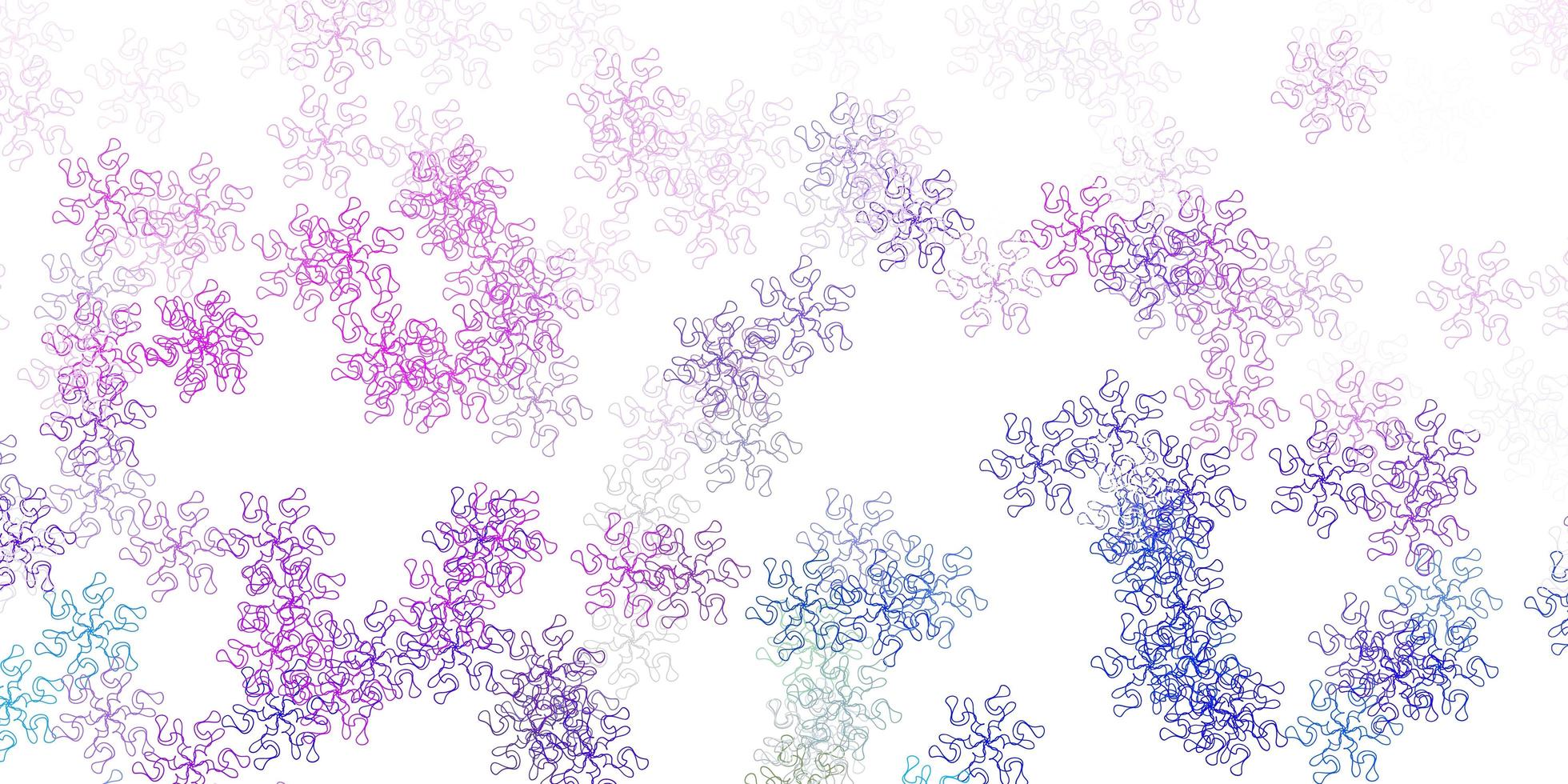 Light pink, blue vector doodle pattern with flowers.