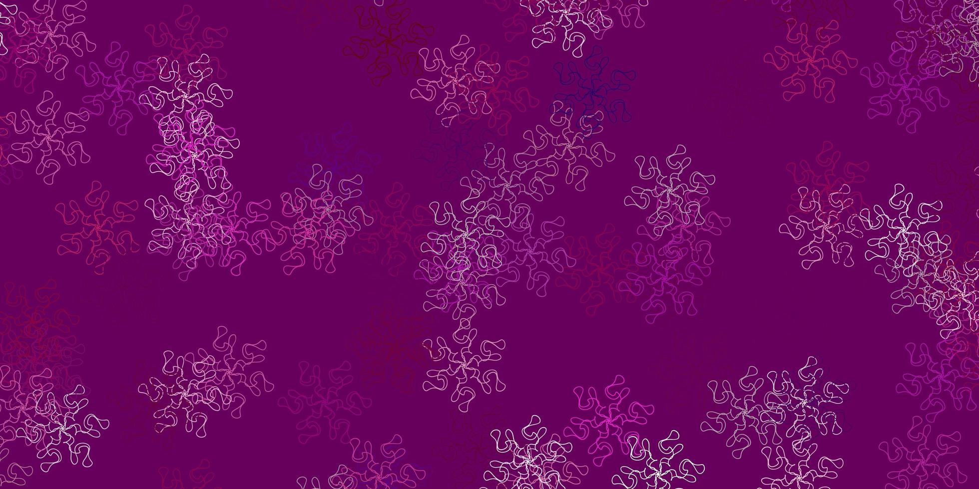 Fondo de doodle de vector rosa claro con flores.