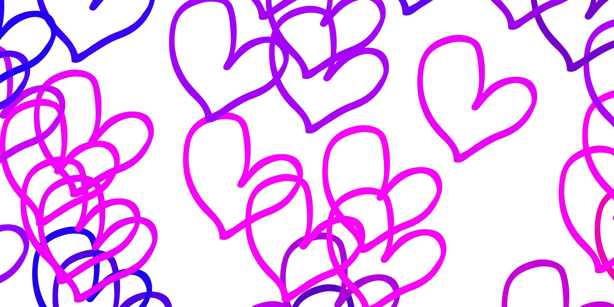 Light Purple, Pink vector template with doodle hearts.