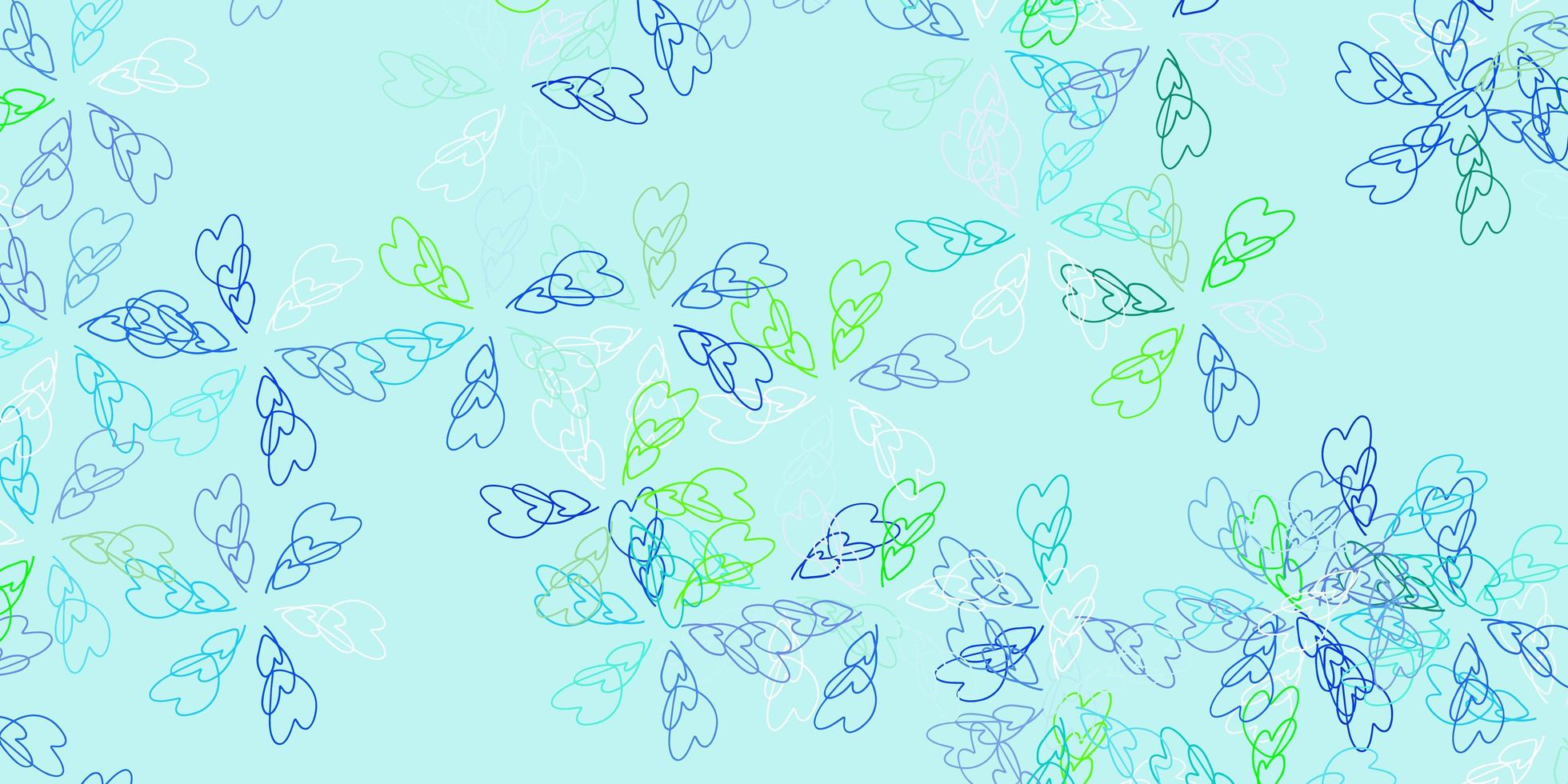 Light blue, green vector abstract template with leaves.