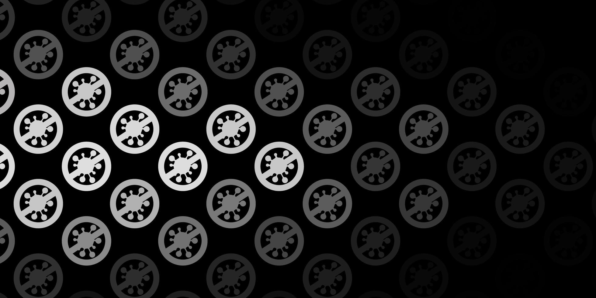 Dark Gray vector background with covid-19 symbols